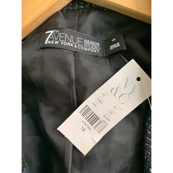 New York & Co 7th Avenue Womens Blazer Size 18 Black Tweed 8944 NWT - Picture 3 of 9